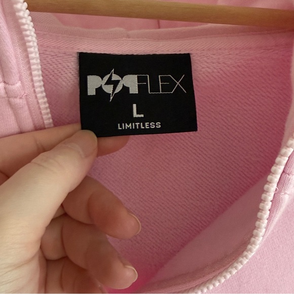 POFLEX Pink Half-Zip Cropped Hoodie | Size L - Picture 3 of 11